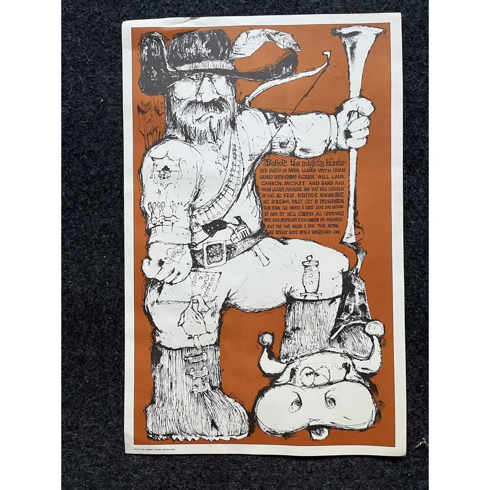 Vintage Hunting John Hitesman Lithograph Poster 1960's MCM Wall Decoration, Vin
